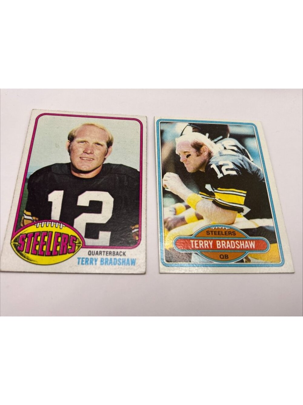 Lot of 2 1976 Topps - Terry Bradshaw #75 & 1980 Topps Terry Bradshaw #200